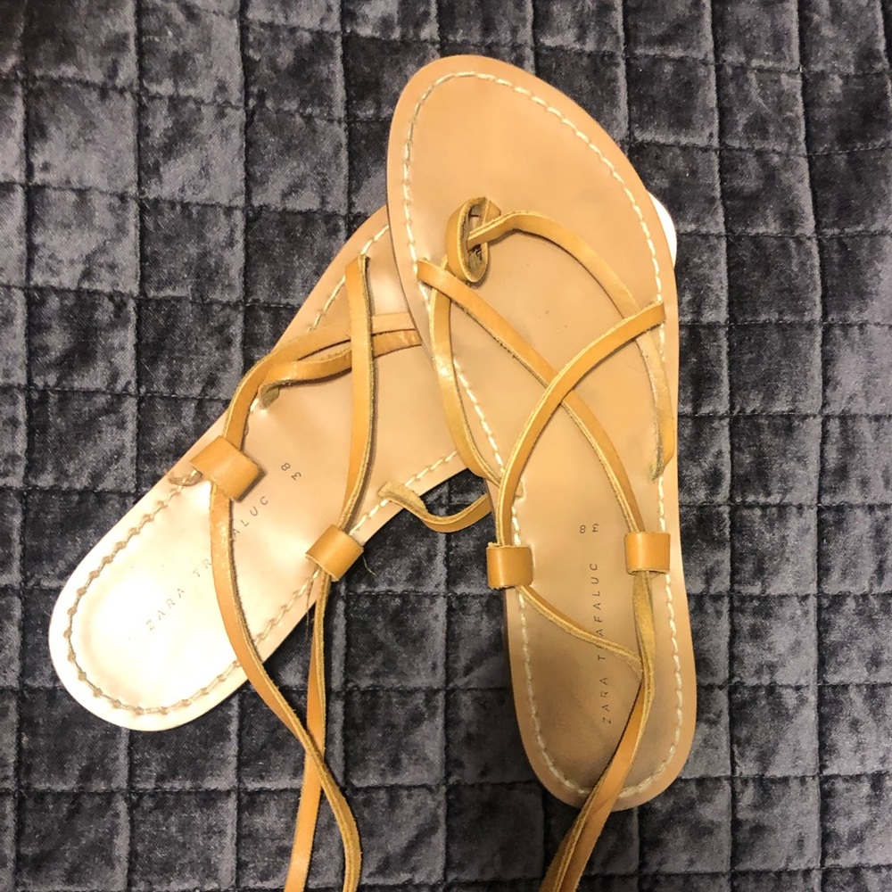 Genuine leather tan sandals